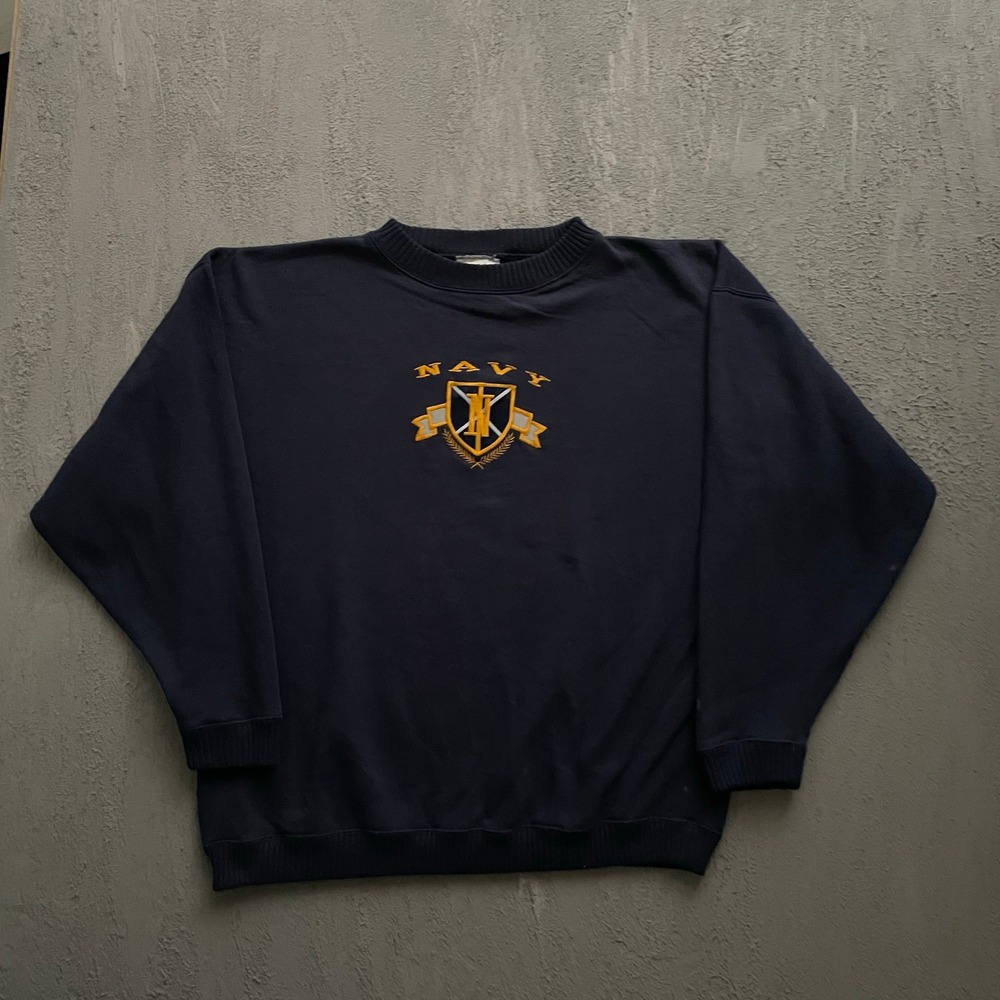 Vintage US Naval Academy Crest Sweatshirt Mens XL Blue 90s Navy